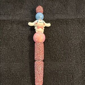 Cute Pink Cinnamon Roll Character Beaded Pen